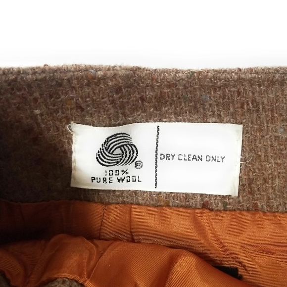 Vintage Womens 100% Wool Rust Midi Skirt with Front Slit Size 10 - Picture 6 of 7